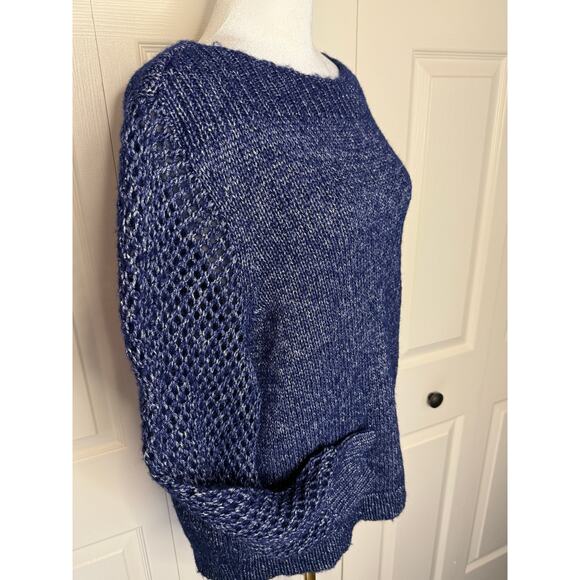 Tommy Bahama Sz XL Blue Pullover Boat Neck Shimmer Balloon Sleeve Sweater NWT - Picture 7 of 9